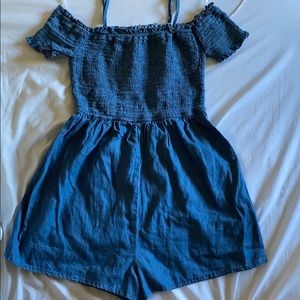 Chambray Off-the-Shoulder Romper